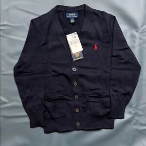 Polo by Ralph Lauren Boy’s size 6 Navy Blue Cardigan Sweater Classic Knit (new)
